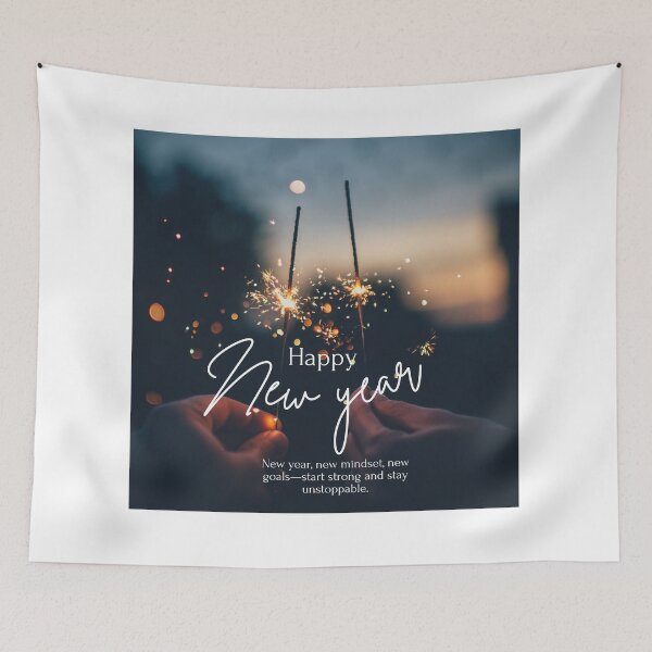 Item preview, Happy New Year Sparkler Celebration Motivational Quote designed and sold by TaufiDaArtworks.