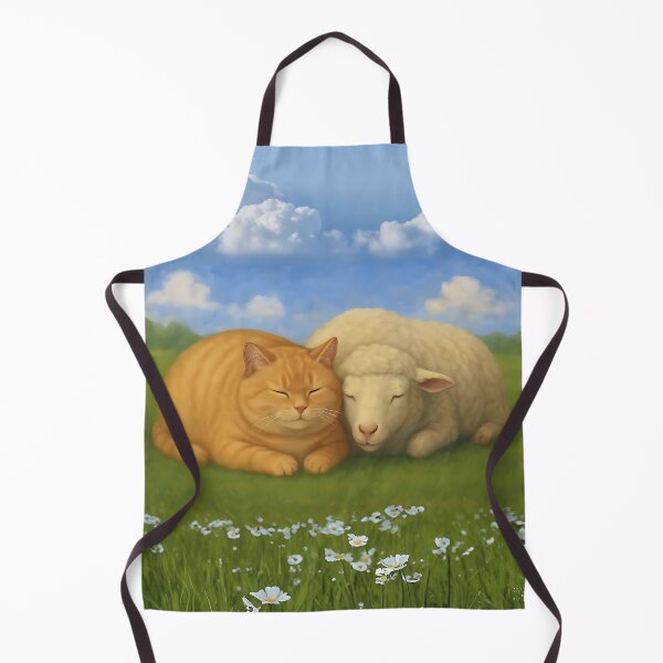 Item preview, Cozy Companions – Peaceful Cat and Sheep Digital Art Print designed and sold by WJ Cozy Creations.