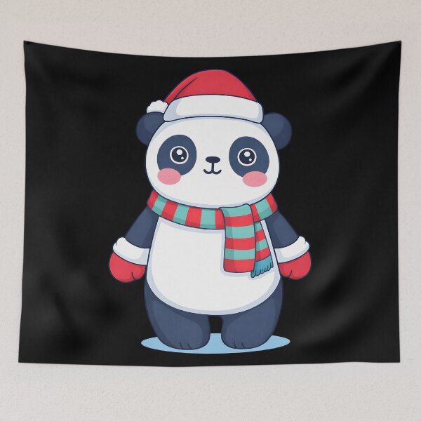 Item preview, Cute Christmas Panda Santa Hat Holiday Design designed and sold by DrawHandArt.