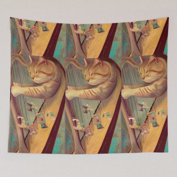 Item preview, Orange Tabby Harp – Artistic Illustration designed and sold by TreatLLC.