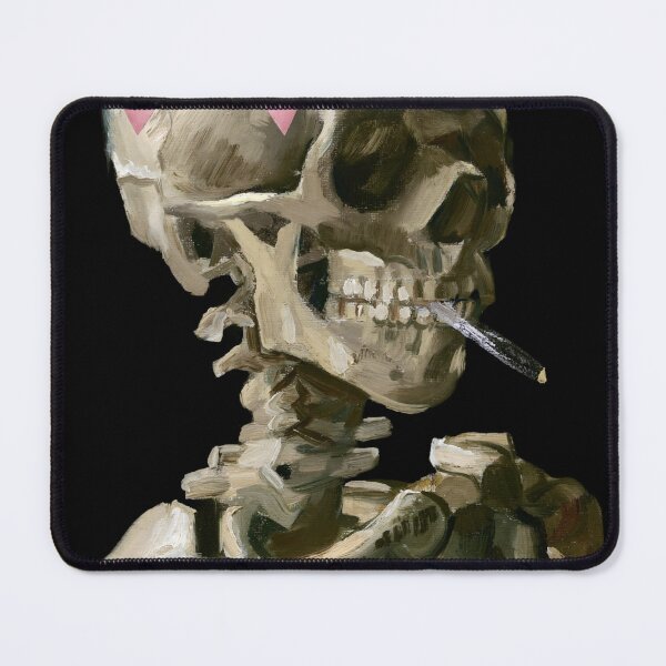 Item preview, Coquette Van Gogh Skull - Smoking Skeleton with Pink Bow designed and sold by Open Canvas.