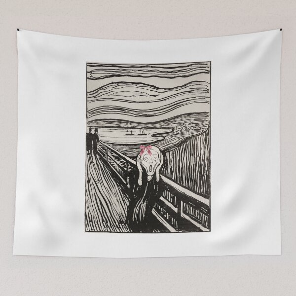 Item preview, Coquette The Scream - Edvard Munch Art Parody with Pink Bow designed and sold by Open Canvas.
