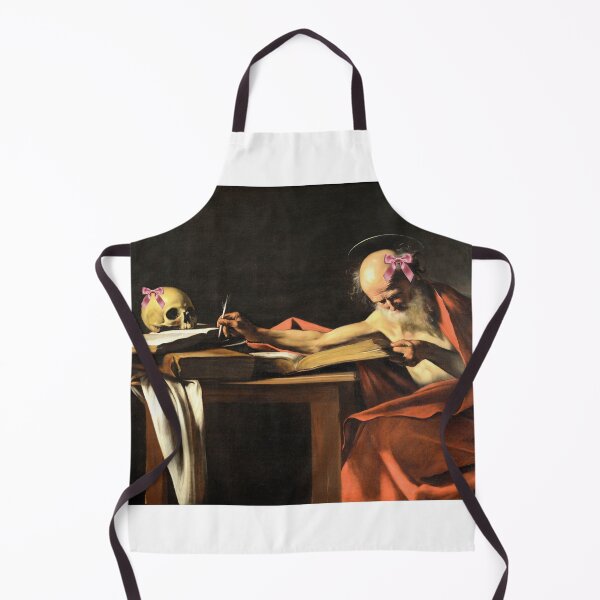 Item preview, Coquette Saint Jerome Writing - Caravaggio Art Parody with Pink Bows designed and sold by Open Canvas.