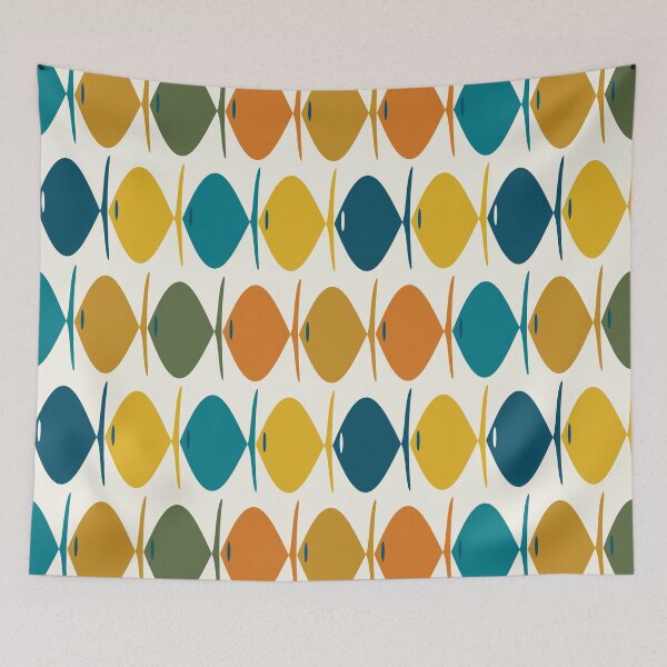 Item preview, Retro Fish Mid Century Modern Multicolor Abstract Pattern designed and sold by kierkegaard.