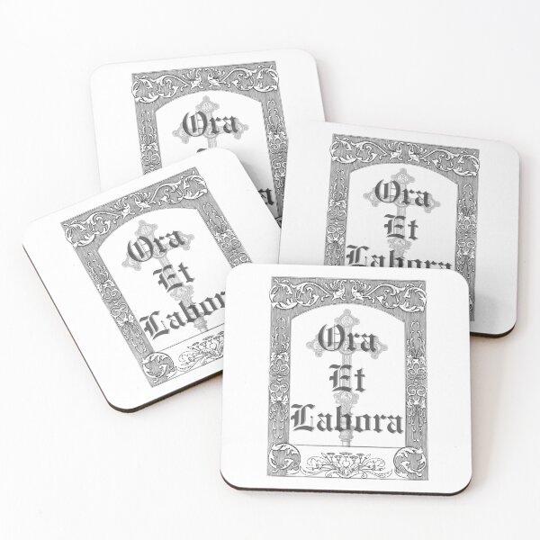 Item preview, Ora et Labora Gothic Catholic Design with Crucifix and Ornate Border designed and sold by Stella Maris Designs.