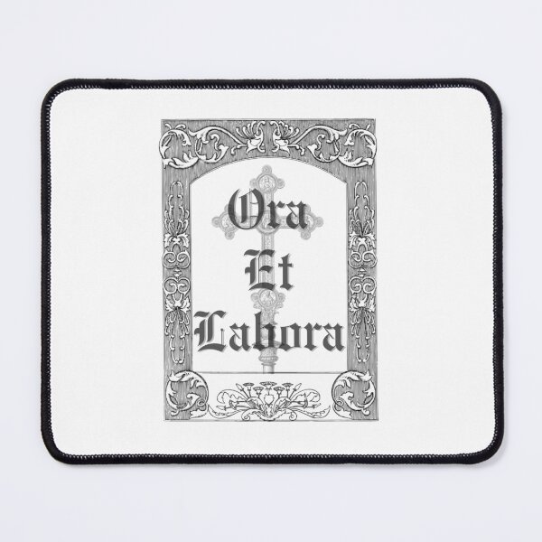 Item preview, Ora et Labora Gothic Catholic Design with Crucifix and Ornate Border designed and sold by Stella Maris Designs.