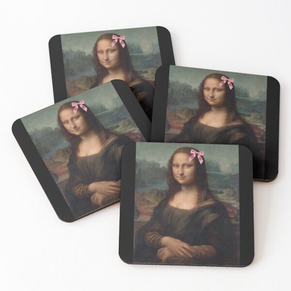 Item preview, Coquette Mona Lisa - Da Vinci Art Parody with Pink Bow designed and sold by Open Canvas.