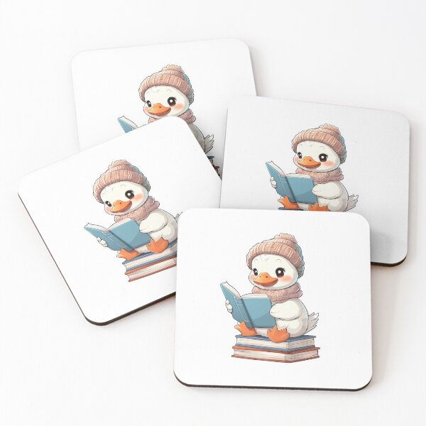 Item preview, Cute Goose Reading Books – Cozy Book Lover Cartoon Illustration designed and sold by PrintoraSpirit.