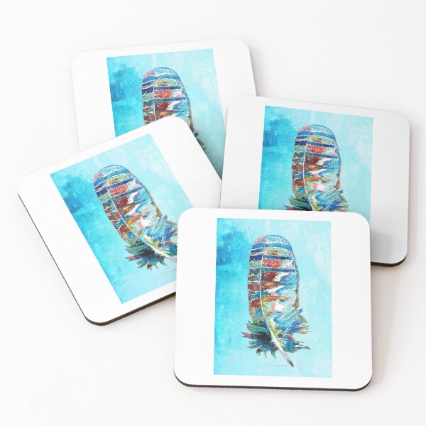 Item preview, Colorful Feather On Blue Two designed and sold by Sharon Cummings Art.