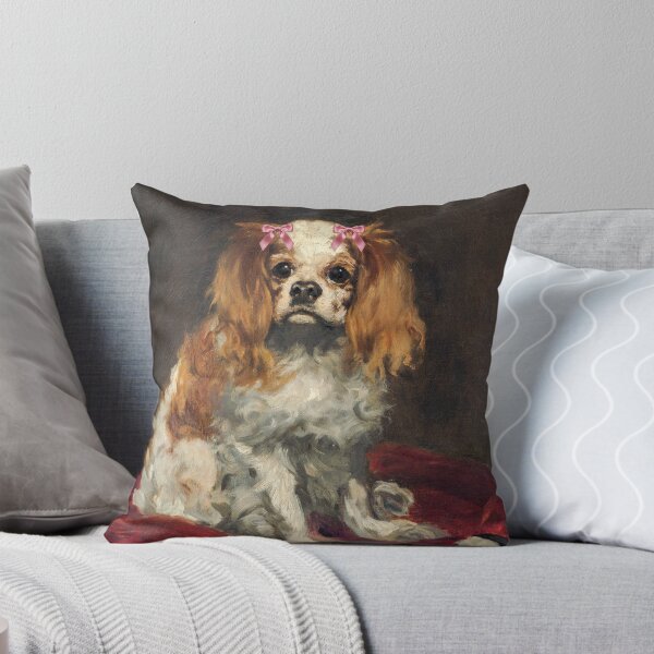 Item preview, Coquette King Charles Spaniel - Manet Dog Art Parody with Pink Bows designed and sold by Open Canvas.