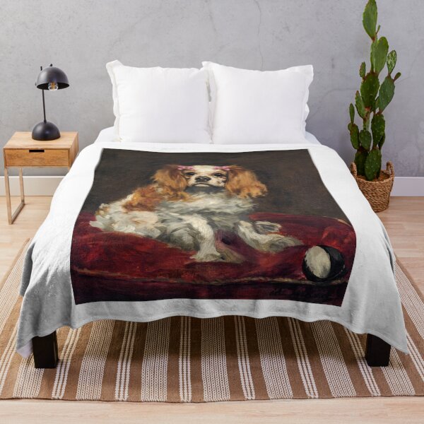 Item preview, Coquette King Charles Spaniel - Manet Dog Art Parody with Pink Bows designed and sold by Open Canvas.