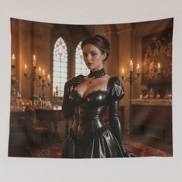 Item preview, Shiny Latex Victorian Goth Queen - Dark Castle Portrait designed and sold by Magic-Reality.