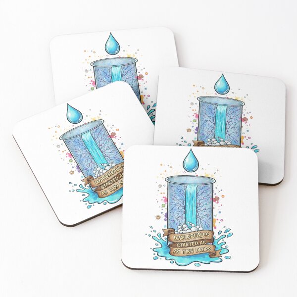 Item preview, Waterfalls Started as Tiny Drops – Patience & Growth Inspirational Illustration designed and sold by SV-Creation.