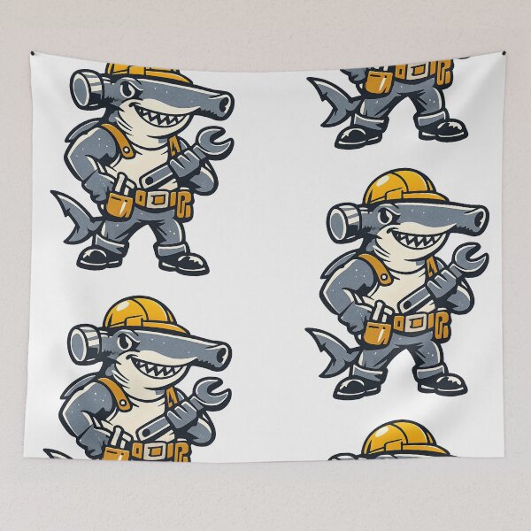 Item preview, Vintage Hammerhead Shark – Bold Retro Construction Logo designed and sold by Dax Studio.