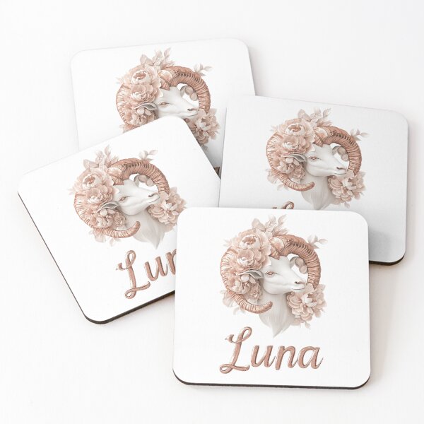Item preview, Luna Aries – Floral Strength Female Name Zodiac Fantasy Art Design designed and sold by AlexLineArt.