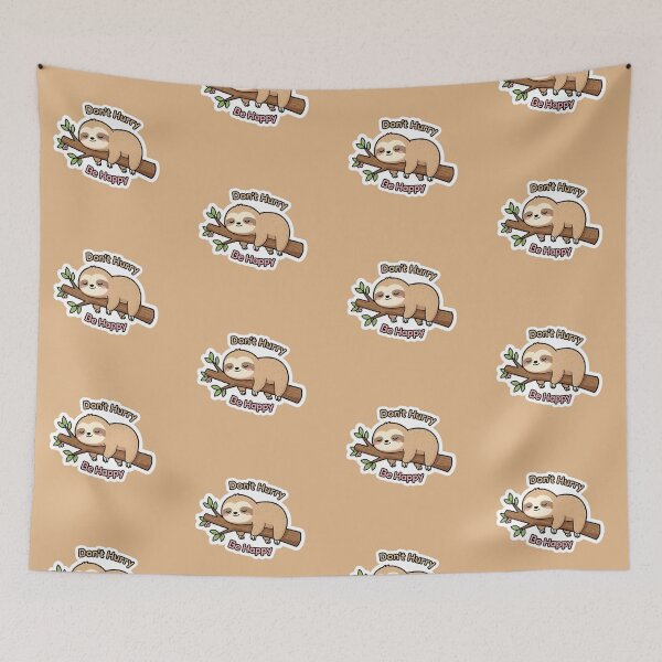 Item preview, Don't Hurry Be Happy: Sleeping Sloth Sticker designed and sold by Whimsy & Whisker.