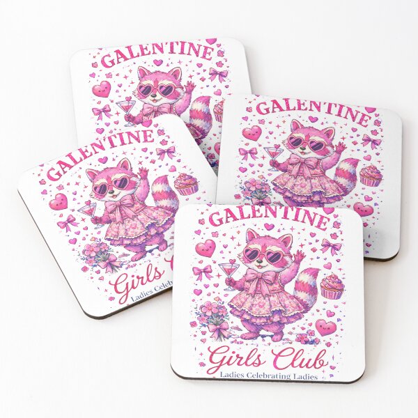 Item preview, Galentine Girls Club Cute Raccoon Valentine Illustration – Ladies Celebrating Ladies Design designed and sold by JoyBoyStudio1.