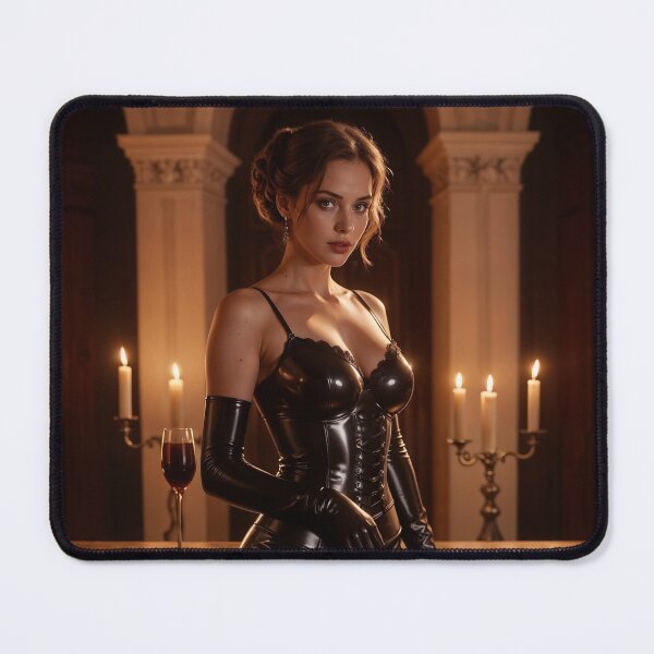 Item preview, Shiny Black Latex Evening Gown - Gothic Wine Portrait designed and sold by Magic-Reality.