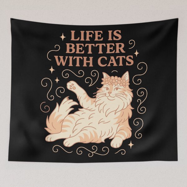 Item preview, Life Is Better With Cats Floral Frame – Soft Vintage Kitty designed and sold by WhiskerlyGfx.