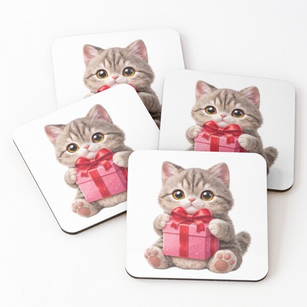Item preview, Luxury Fluffy Valentine Cat with Gift Box designed and sold by artbaby30.