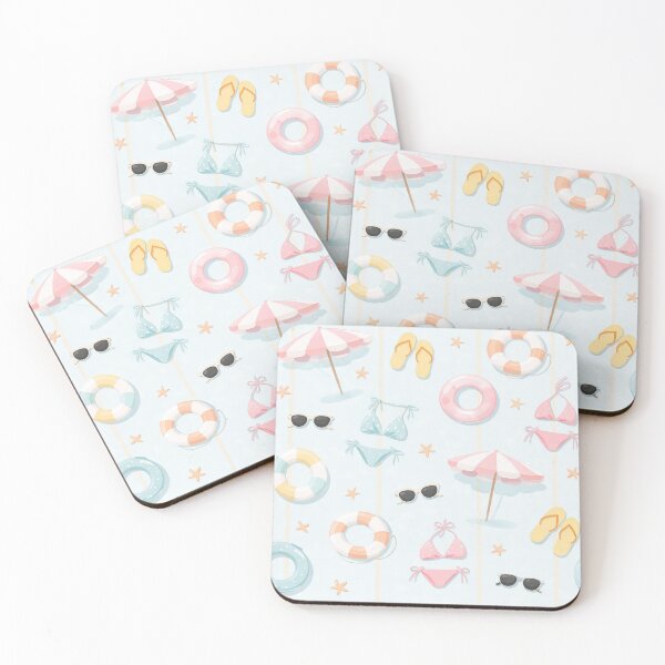 Item preview, Pastel summer beach accessories pattern designed and sold by juthamas8426.