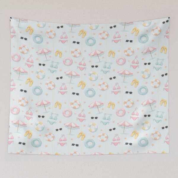 Item preview, Pastel summer beach accessories pattern designed and sold by juthamas8426.