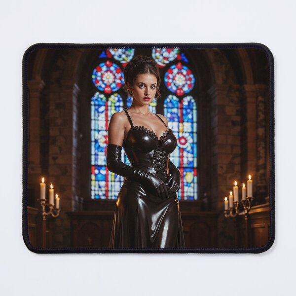Item preview, Shiny Latex Gown in Gothic Cathedral - Stained Glass Art designed and sold by Magic-Reality.