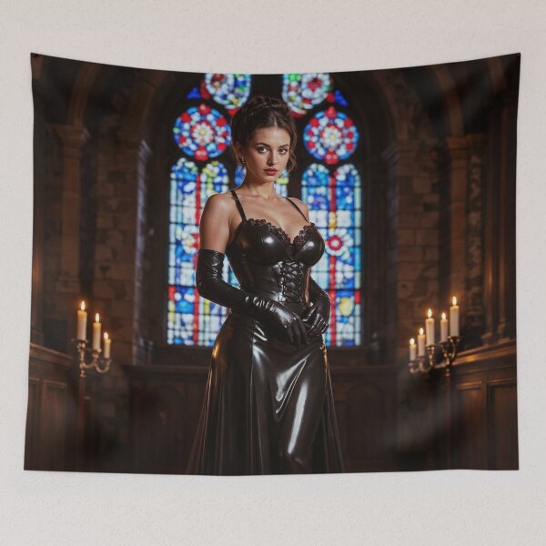 Item preview, Shiny Latex Gown in Gothic Cathedral - Stained Glass Art designed and sold by Magic-Reality.