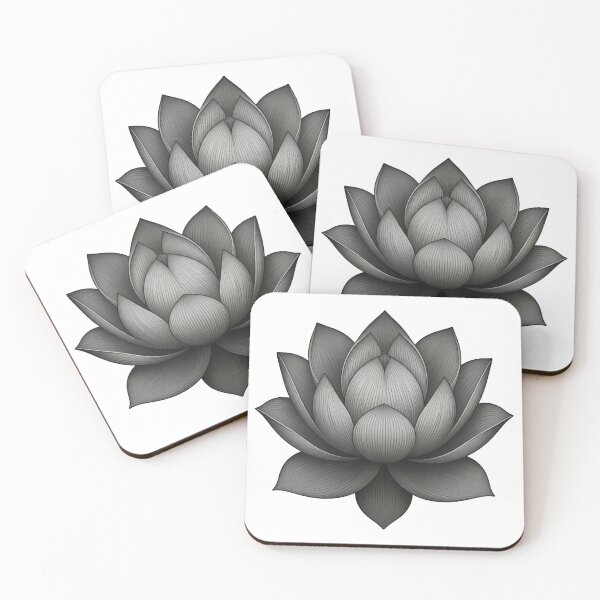 Artikelvorschau, Monochrome Lotusblumenillustration entworfen und verkauft von Art for Every Person.