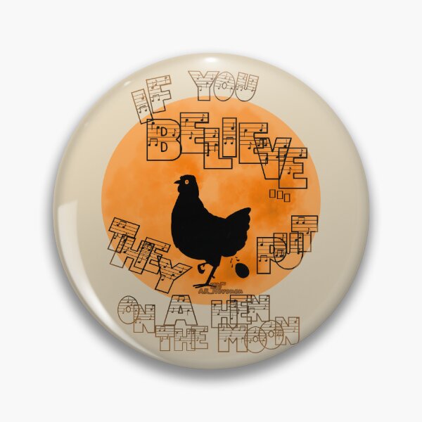 Item preview, Hen On The Moon, hand drawn picture with text designed and sold by AK-Hevonen.