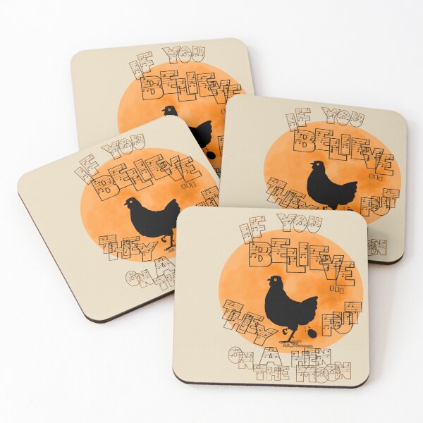 Item preview, Hen On The Moon, hand drawn picture with text designed and sold by AK-Hevonen.