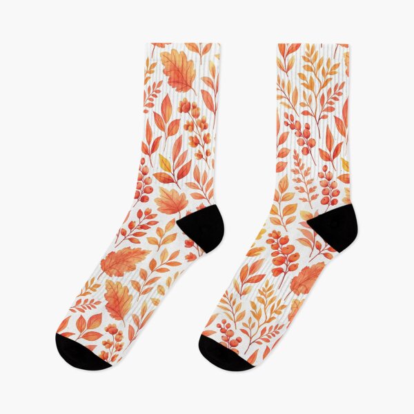 Item preview, Autumn watercolor leaves and berries botanical pattern designed and sold by juthamas8426.