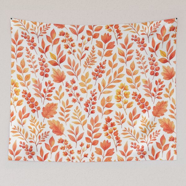 Item preview, Autumn watercolor leaves and berries botanical pattern designed and sold by juthamas8426.