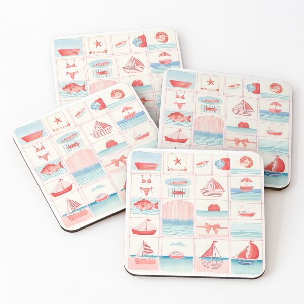 Item preview, Red and blue coastal art designed and sold by Photons Lab.
