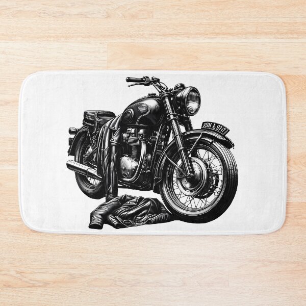 Item preview, Classic Vintage Motorcycle with Leather Jacket - Retro Biker Art designed and sold by DrawDrip.