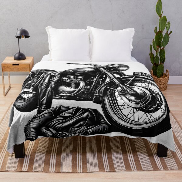 Item preview, Classic Vintage Motorcycle with Leather Jacket - Retro Biker Art designed and sold by DrawDrip.