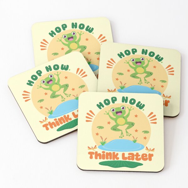 Item preview, Cute Happy Frog Jumping Pond Nature Positive Art designed and sold by DaVinciFeather.