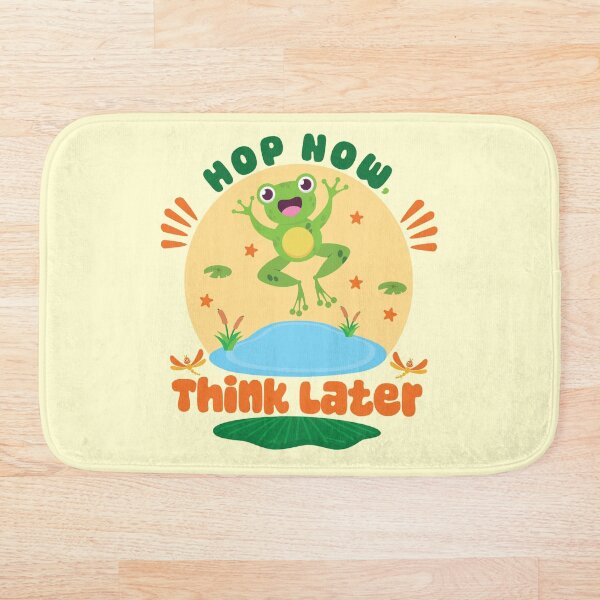 Item preview, Cute Happy Frog Jumping Pond Nature Positive Art designed and sold by DaVinciFeather.