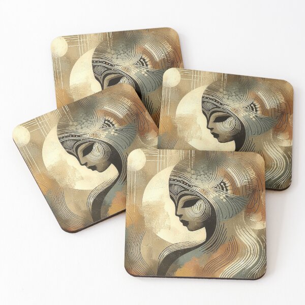 Item preview, Lunar Silence – Modern Abstract Woman Art designed and sold by Okmanoo.