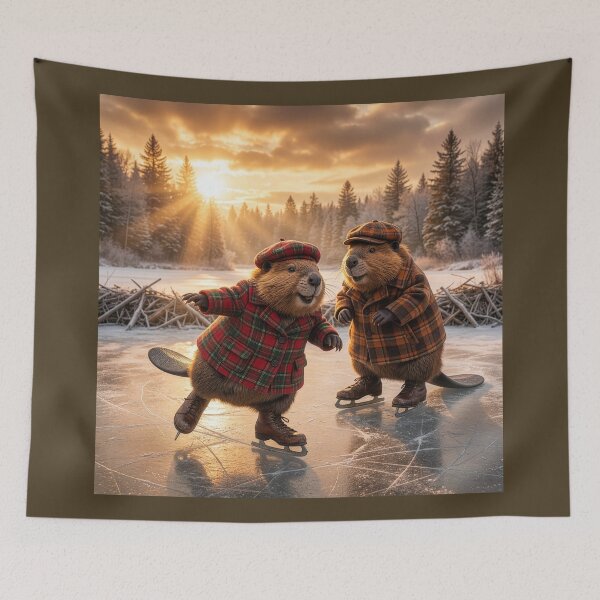 Item preview, Beaver Couple Ice Skating designed and sold by Tridentulus.