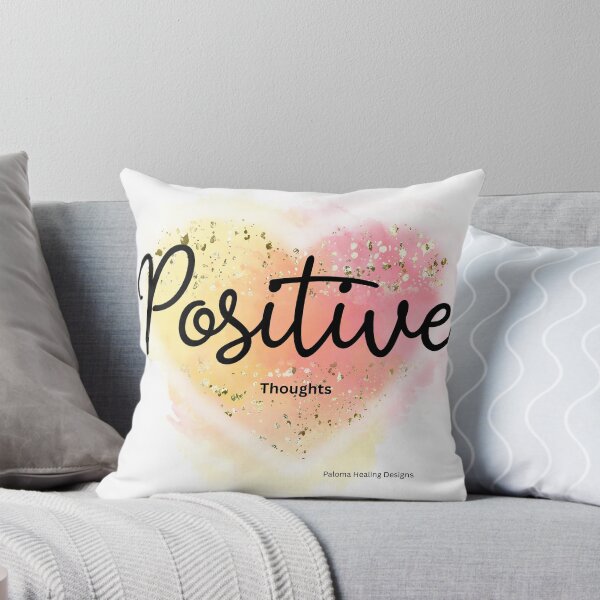 Item preview, Positive thoughts word graphic on orange yellow blotch designed and sold by PalomaHealing24.