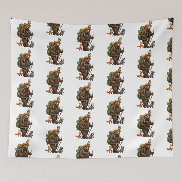 Item preview, Hiker Bear with Fox and Raccoon Friends designed and sold by TeeARTHY.