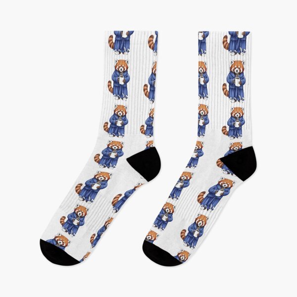 Item preview, Red Panda in Blue Bathrobe with Coffee designed and sold by TeeARTHY.