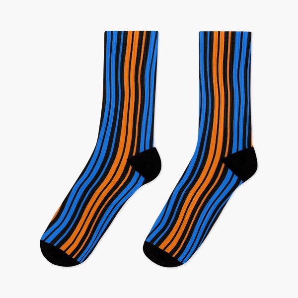 Item preview, Orange Blue Stripes On Black Pattern Design  designed and sold by PatternTitan.