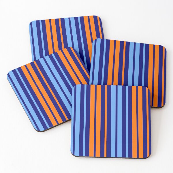 Item preview, Orange Blue Stripes On Navy Blue Pattern Design  designed and sold by PatternTitan.