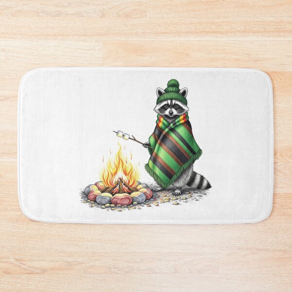 Item preview, Raccoon Roasting Marshmallows in Winter Poncho designed and sold by TeeARTHY.
