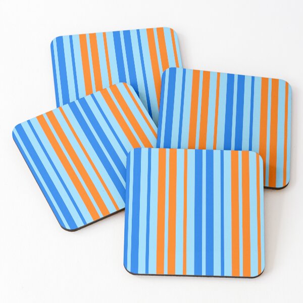 Item preview, Orange Blue Stripes On Blue Pattern Design  designed and sold by PatternTitan.