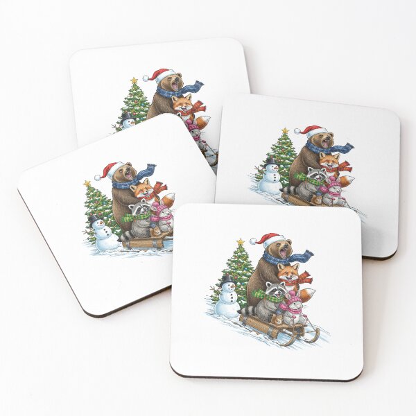 Item preview, Winter Christmas Animals Sledding Scene designed and sold by TeeARTHY.
