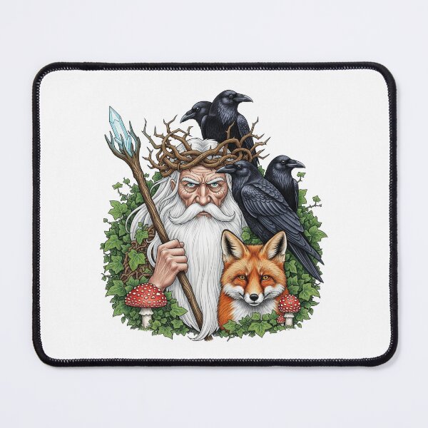 Item preview, Old Man Winter Druid with Ravens and Fox designed and sold by TeeARTHY.
