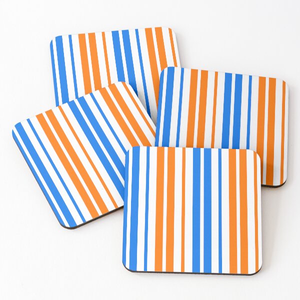 Item preview, Orange Blue Stripes On White Pattern Design  designed and sold by PatternTitan.
